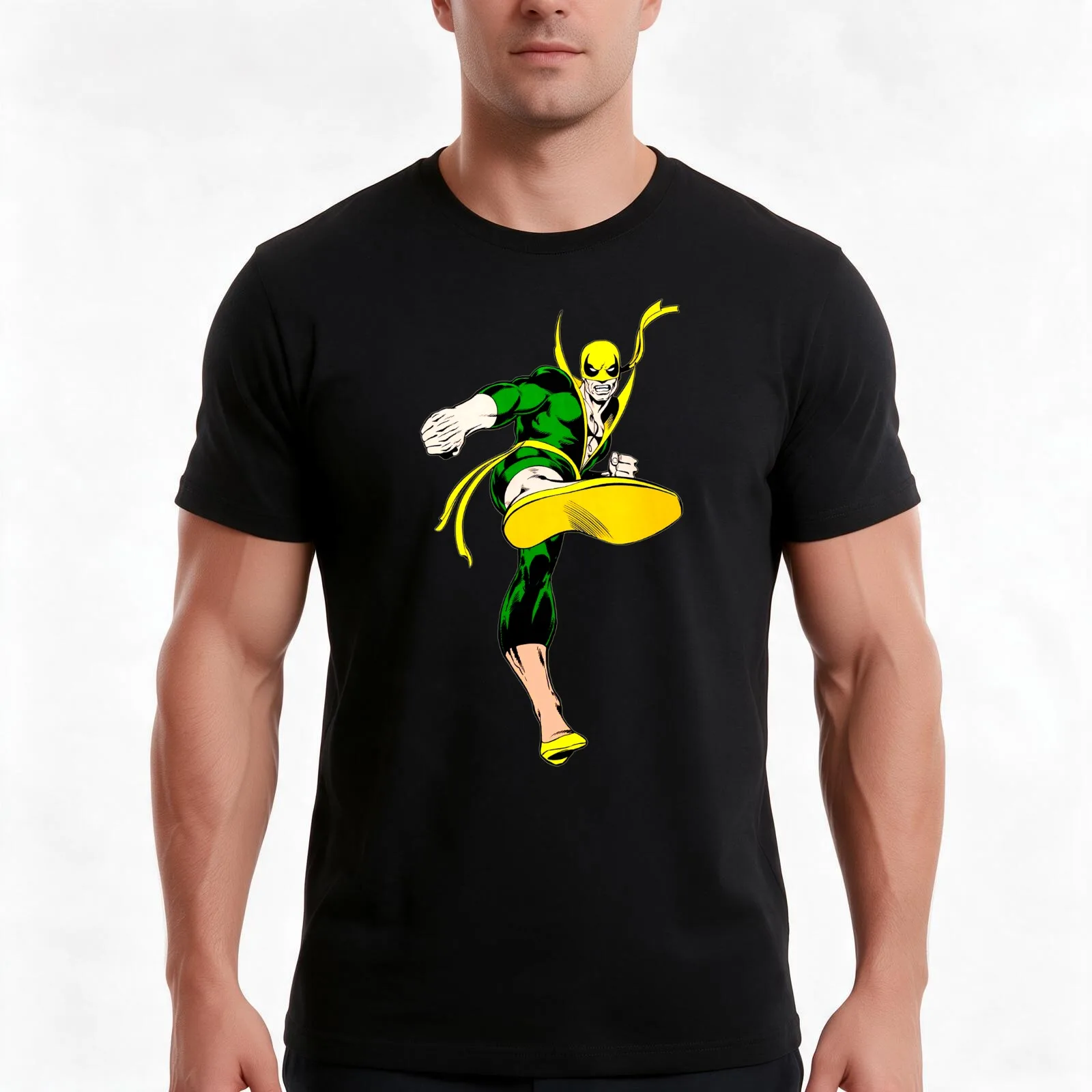 I-r-o-n Fist Super Kick T-Shirt, Summer Casual Cotton Tee, Oversized Streetwear Tops, Vintage Graphic Print, Unisex Men Women