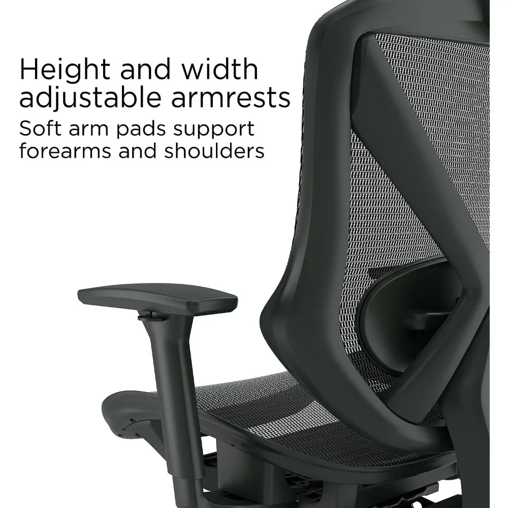 kursi kantor putar mesh ergonomis berwarna hitam - dexley un56946