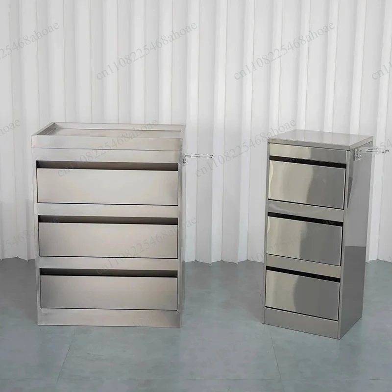 Manufacturer customized simple luxurious style hair salon tools, scissors storage workbench, stainless steel hair salon car