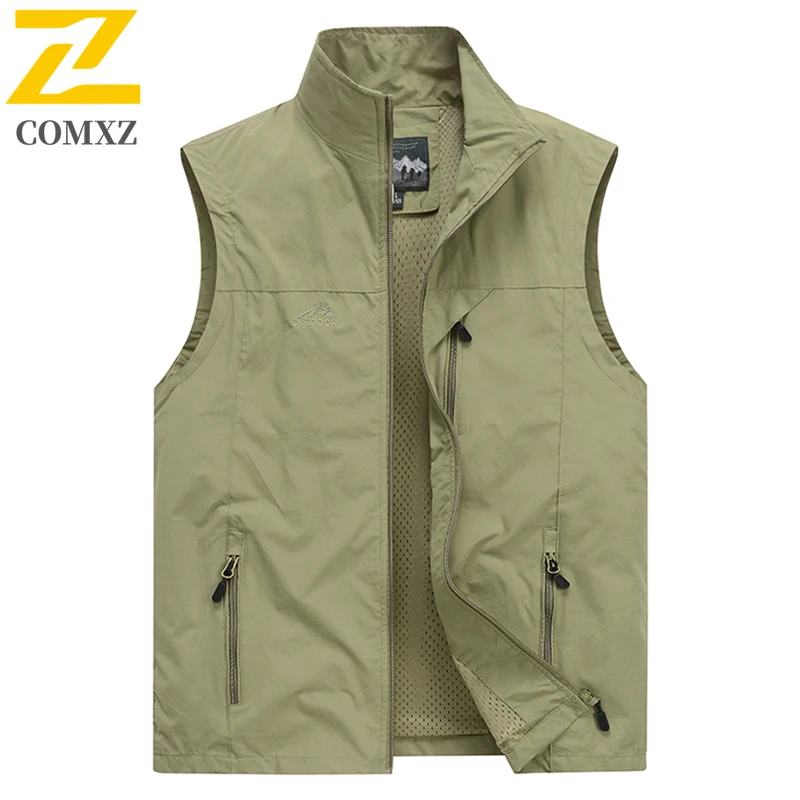 

New Men Fishing Vests Photography Multi-Pocket Outdoor Travel Mountaineering Sports Vest Solid Breathable Sleeveless Jacket Male