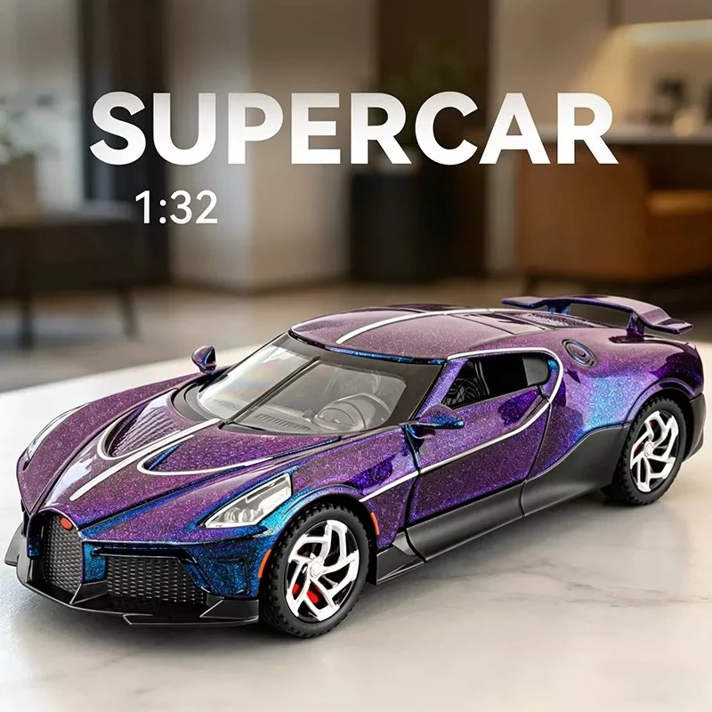 1:32 La Voiture Noire Supercar Legierung Druckguss-Automodell mit Sound und Licht, Rückziehfunktion, Kinderspielzeug, Sammlerstück, Geburtstagsgeschenk
