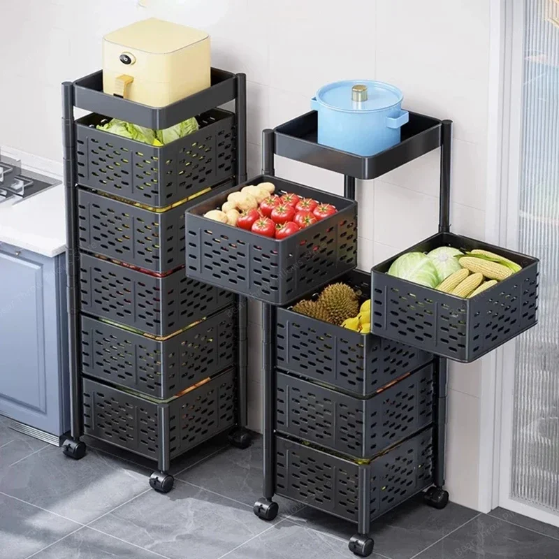 Shelf Portable Trolley Cart Organization Rolling Mobile Spice Collapsible Carts Foldable Fruit Basket Carro Playa Home Kitchen