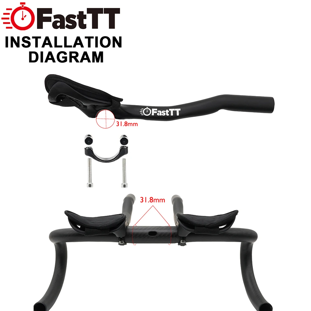 

Ultralight carbon fiber TT handlebar, rest handlebar, ergonomic design, suitable for triathlon/long distance riding, 31.8mm