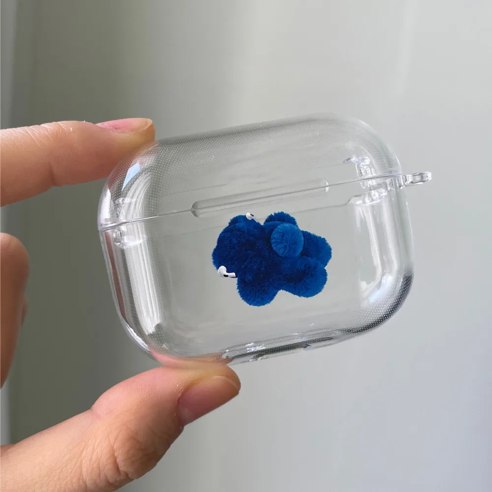 Милый мягкий чехол для Airpods с голубым медведем для Apple Airpods 1, 2, 3, мягкий силиконовый чехол, прозрачный силиконовый чехол для наушников Airpods Pro