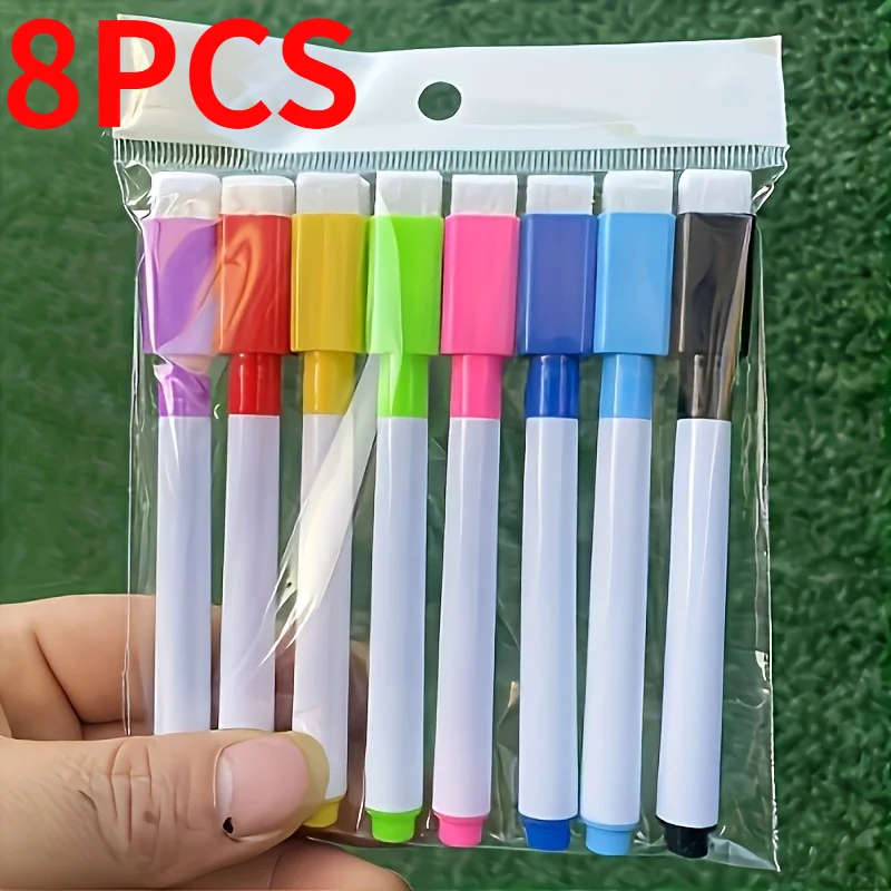 8 Marcadores de Quadro Branco Sem Poeira - Não Tóxicos, Secagem Rápida, Resistentes ao Desbotamento, para Escrever em Várias Superfícies.