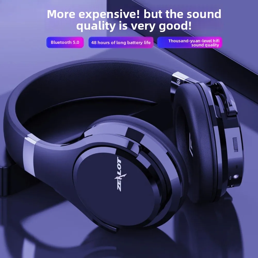 Touch Control Wireless Over Ear Bluetooth 5.0 Headphones Heavy Bass Sports Music Headset with Up To 48 Hours Extra Long Playtime
