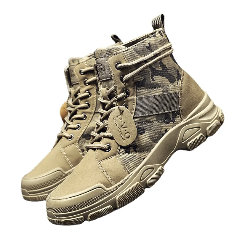 New Top Quality Canvas Men Boots 2024 Lace Up Canvas Shoes Male Ankle Botas Cowboy Motorcycle Boots Desert boots Men\'s