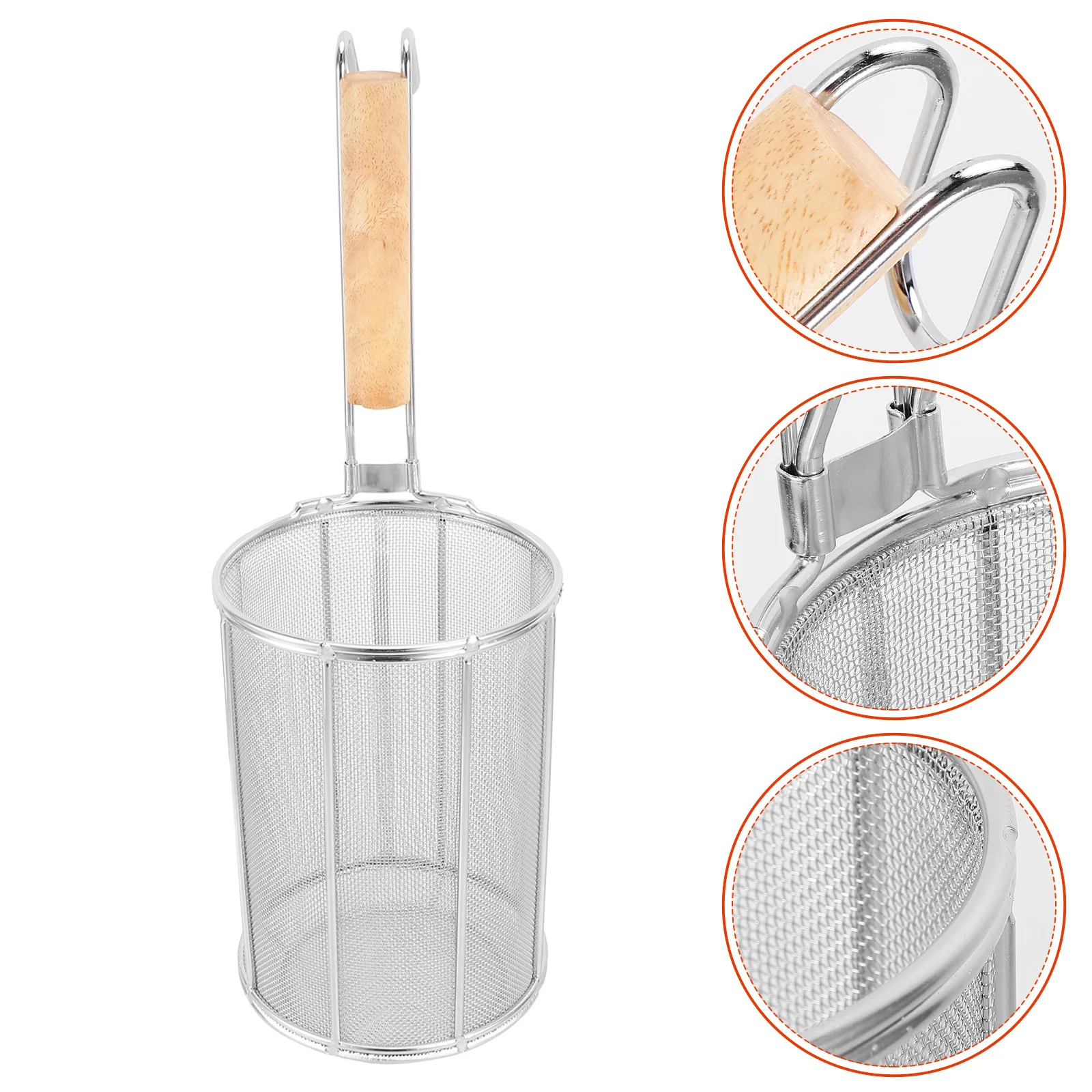 

Spaghetti Strainer Spoon Stainless Steel Pasta Noodle Strainer Wooden Handle Kitchen Cooking Colander Tool