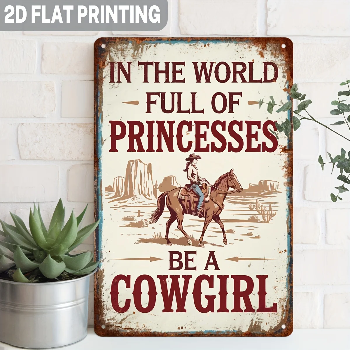 2D flat, 1 piece of inspirational wooden signage from Princess of the World: Embrace your inner cowboy spirit. Western themed wall, suitable for bedrooms, living rooms, farmhouses, entrances, offices, decorative signage