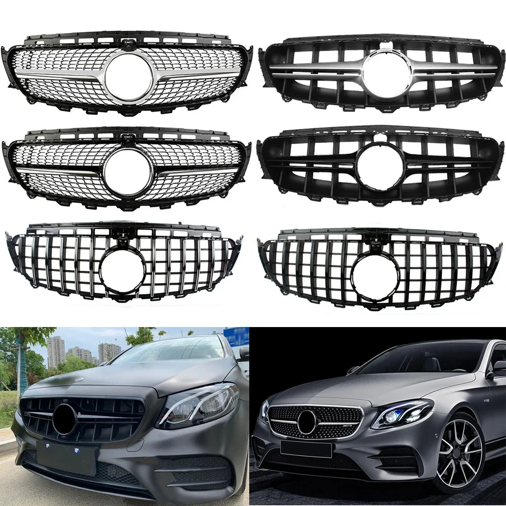 Car Front  Racing Grill Billet Bumper Grille Upper Cover For Mercedes-Benz E-Class W213 2016 2017 2018 2019  Diamond GTR AMG