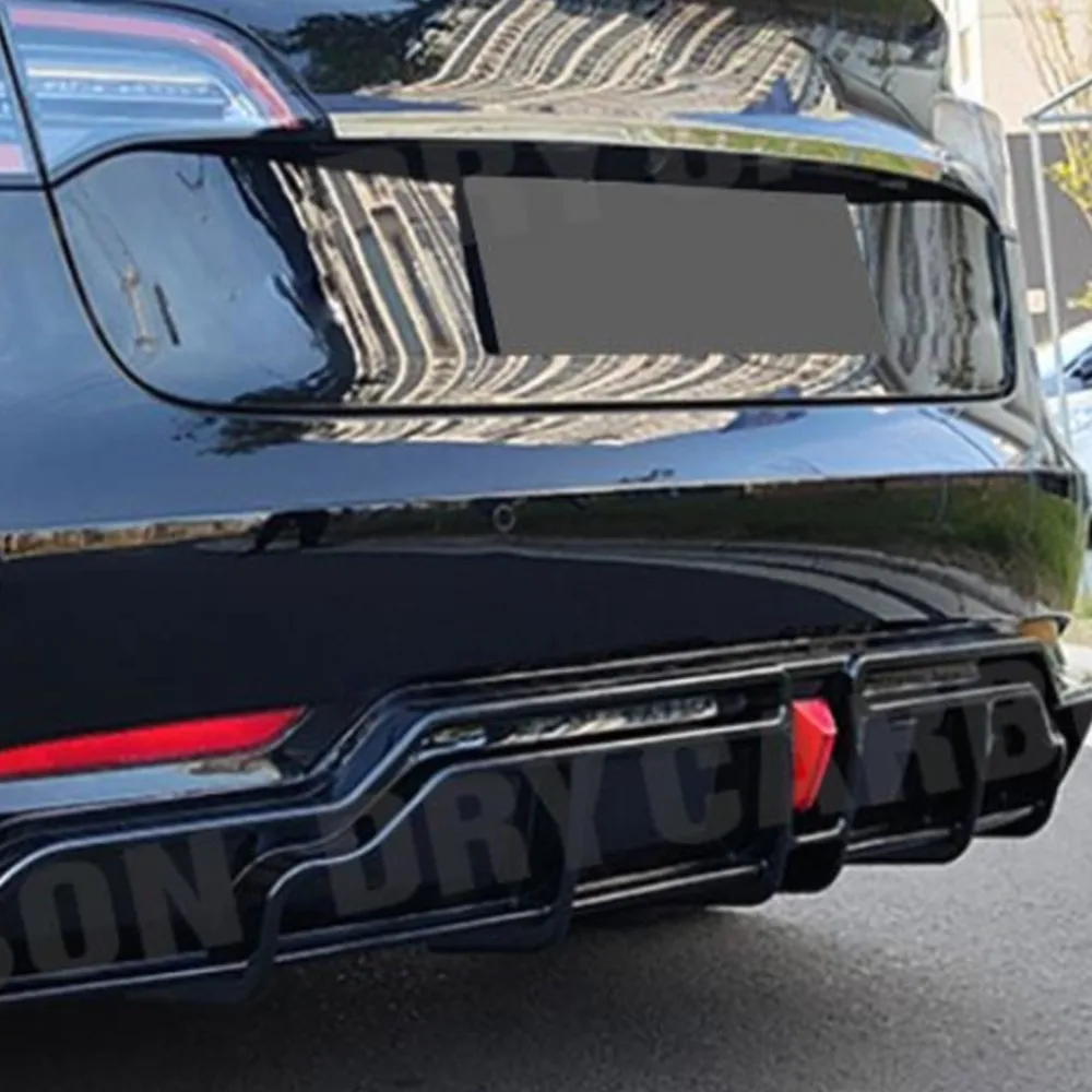 

ABS Black Car Rear Diffuser Lip Gloss Black Rear Bumper Diffuser Accessories Tuning for Tesla Model 3 2017+