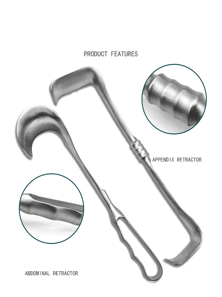 Stainless steel appendix hook, large abdominal hook, S hook, surgical traction medical instrument