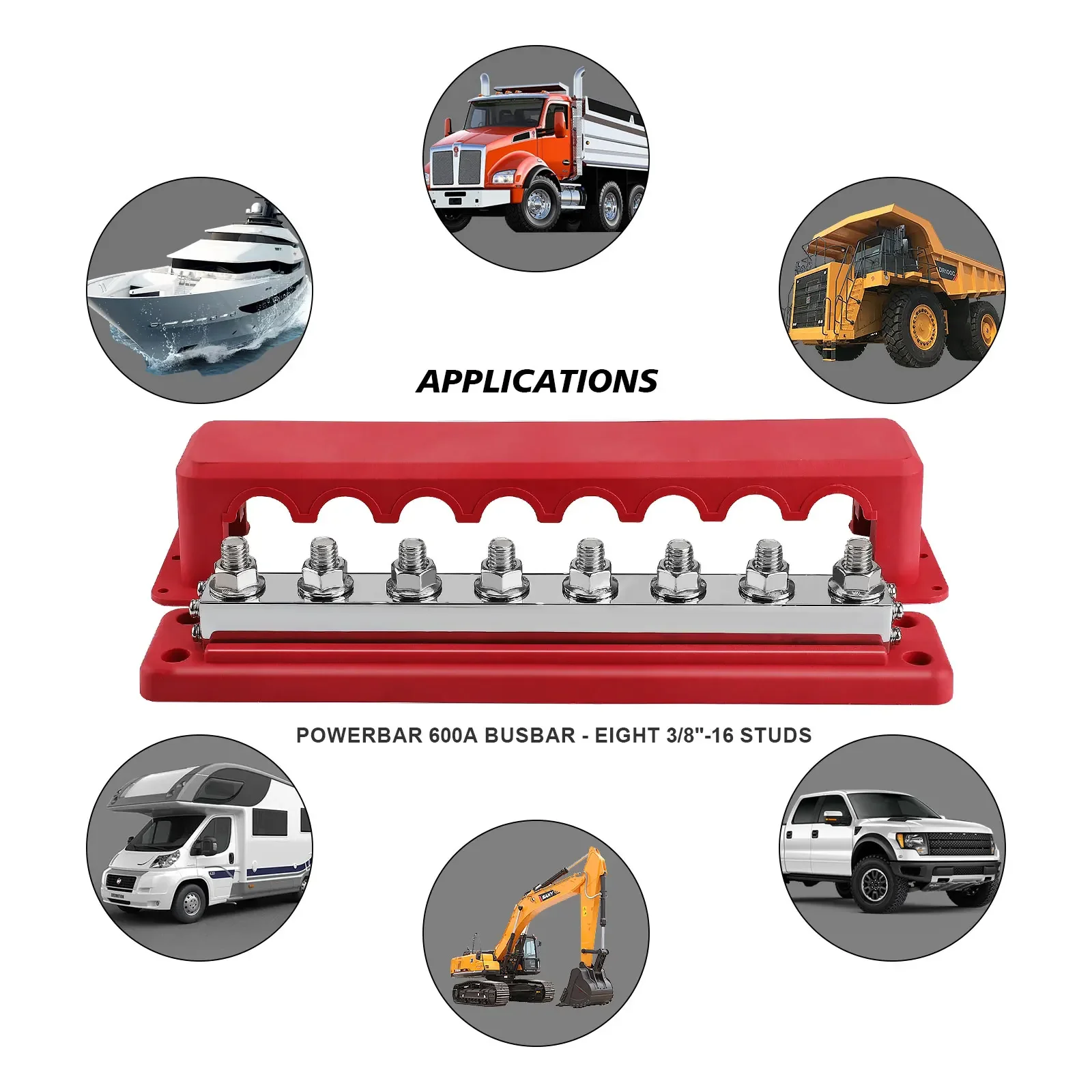 24 فولت حافلة بار 12 فولت زوج النحاس 600 أمبير بسبار للسيارات RV المركبات 8 آخر M10 كتلة توزيع الطاقة مع غطاء تصنيف 24 فولت