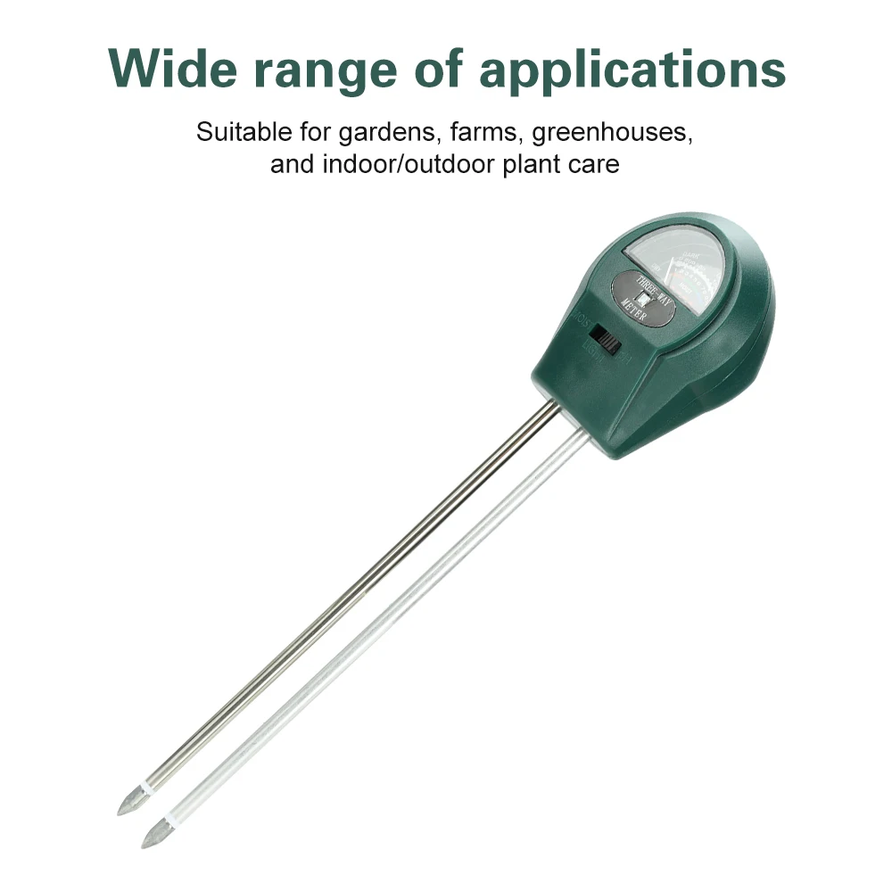 Probador de suelo 3 en 1, medidor de PH de humedad del suelo, probador de flores de humedad y acidez, herramienta de medición de temperatura y acidez