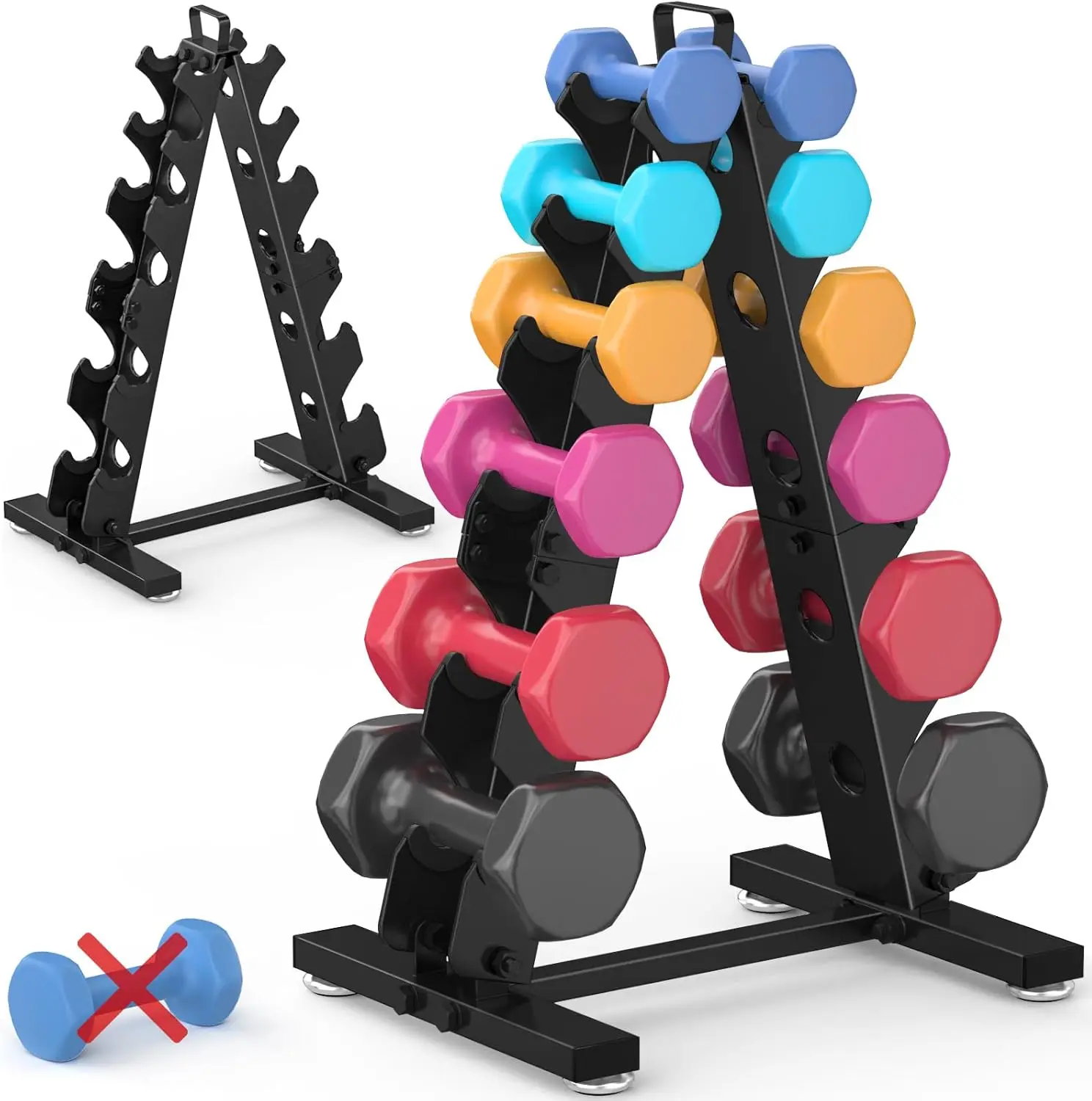 

6-Tier Dumbbell Rack Stand, Heavy Duty A-Frame Weight Storage for Home Gym, Holds 5-35 lbs, Easy Assembly