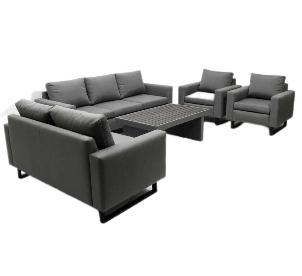 

7 Modern Simple Sofa Pcs Aluminum Set with Powder Coating Garden Partio Indoor Living Room Conversation Sofa Set