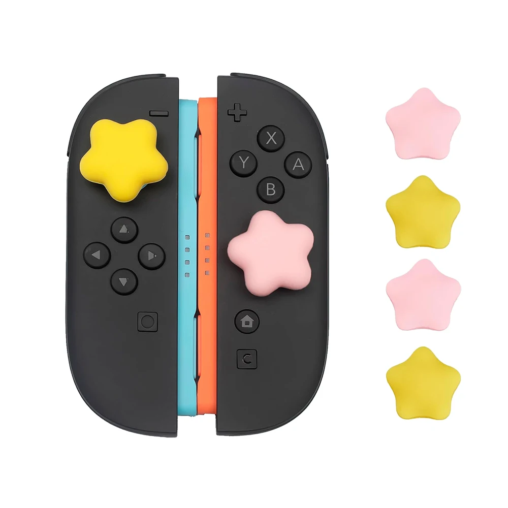 4 Peças de Capas de Silicone em Formato de Estrela para Joysticks Compatíveis com Nintendo Switch 2/Switch OLED/Switch Lite/Switch