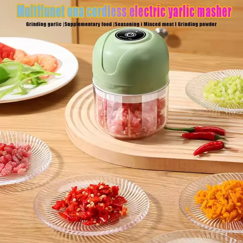 Moedor de alho elétrico doméstico de 260ML, mixer portátil recarregável para carne e vegetais, utensílio de cozinha doméstico, moedor de carne.