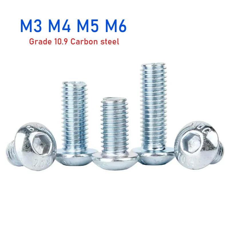 M3 M4 M5 M6 Grade 10.9 Galvanized Carbon Steel Round Head Allen Cap Screw Bolts Hex Round Pan Mushroom Head Screws