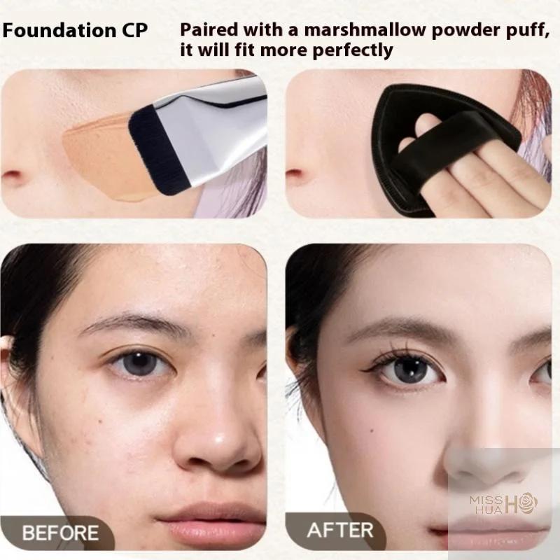 HUA One-Word Flat Top Foundation Brush Lightweight Liquid Makeup Brush With Makeup Foundation Sponge Makeup Tools Accessories