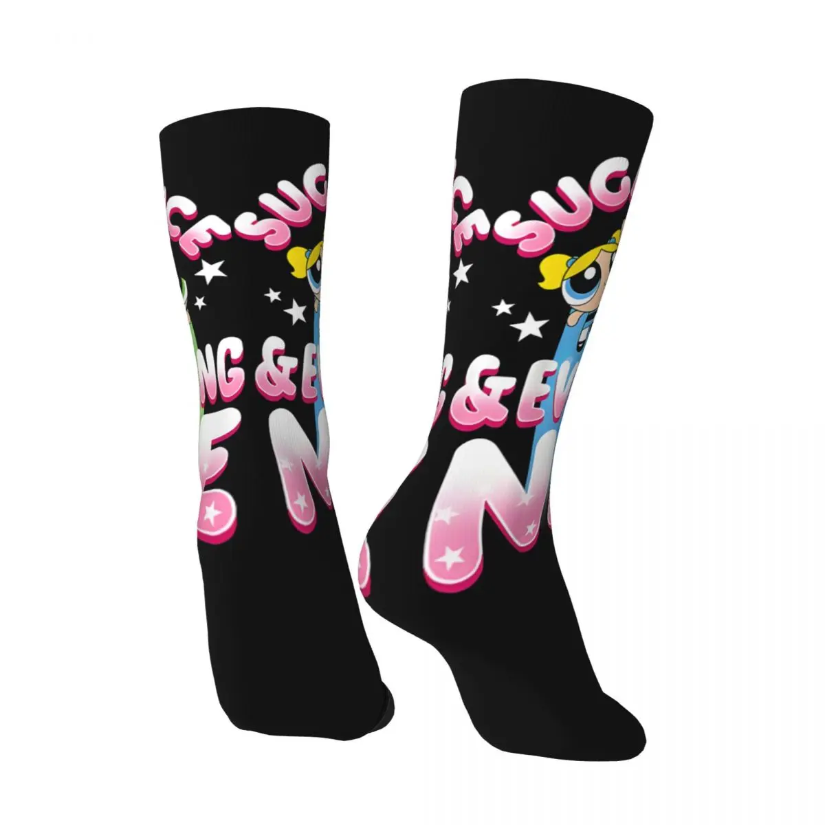 Terrific Men\'s Socks Retro Harajuku Powerpuff Girls Street Style Novelty Casual Crew Sock