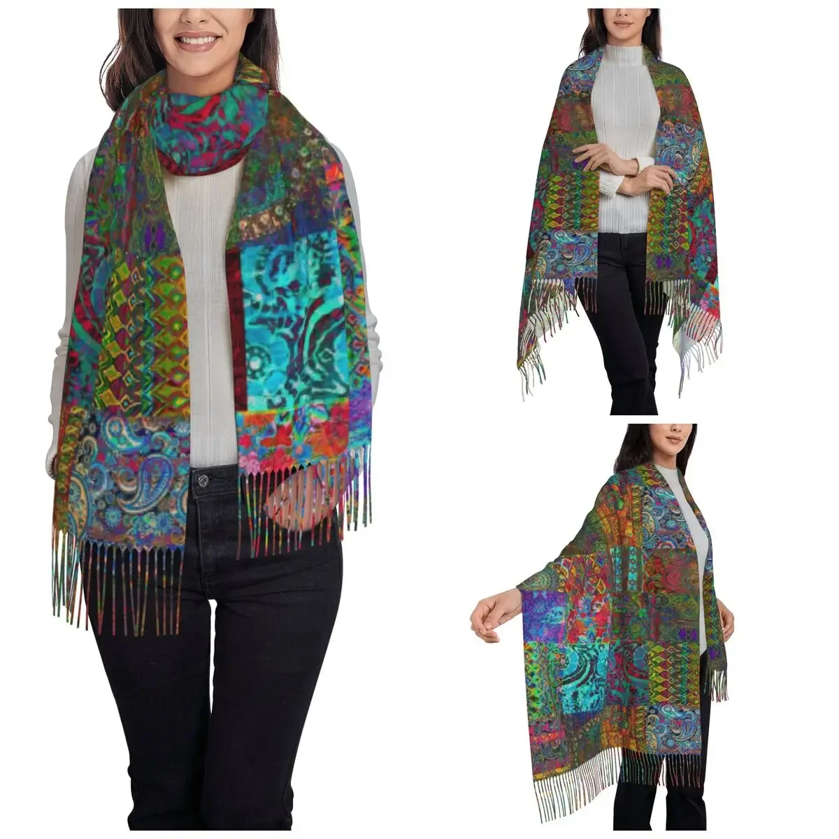 Womens Tassel Scarf Bohemian Wonderland Long Winter Fall Shawl Wrap Daily Wear Cashmere Scarf