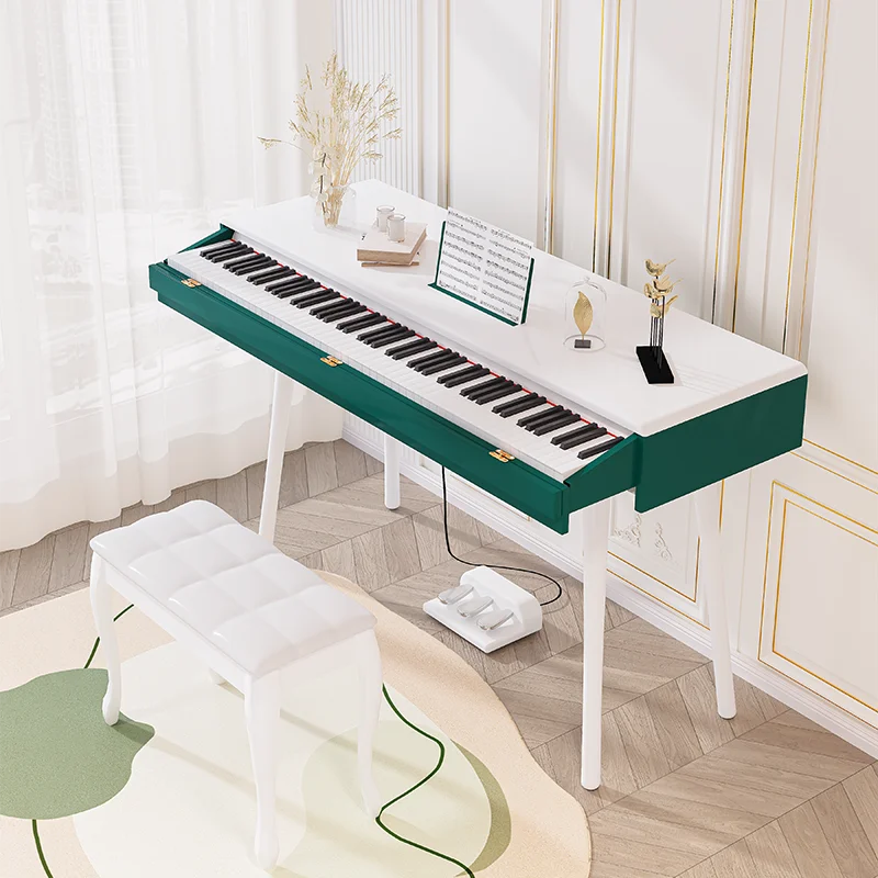 

Hooqu 88 Key Weighted Digital Piano Midi Music Instrument Piano Keyboard Portable Peach Wood Desk Drawer Digital Piano