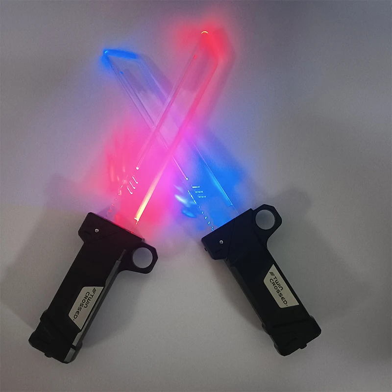 

Kids Telescopic Sword with Red And Blue Light 2-in-1 Rotating Decompression toy Cosplay Props Interactive Toy Glowing Sword Toys