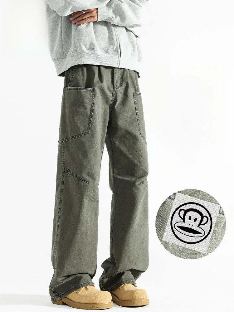 PaulFrank Herren-Arbeitshose mit lockerem, geradem Bein, amerikanische Retro-Stil, Frühling und Herbst, lässige Jeans, Baumwolle, 00 % Jugendfaion