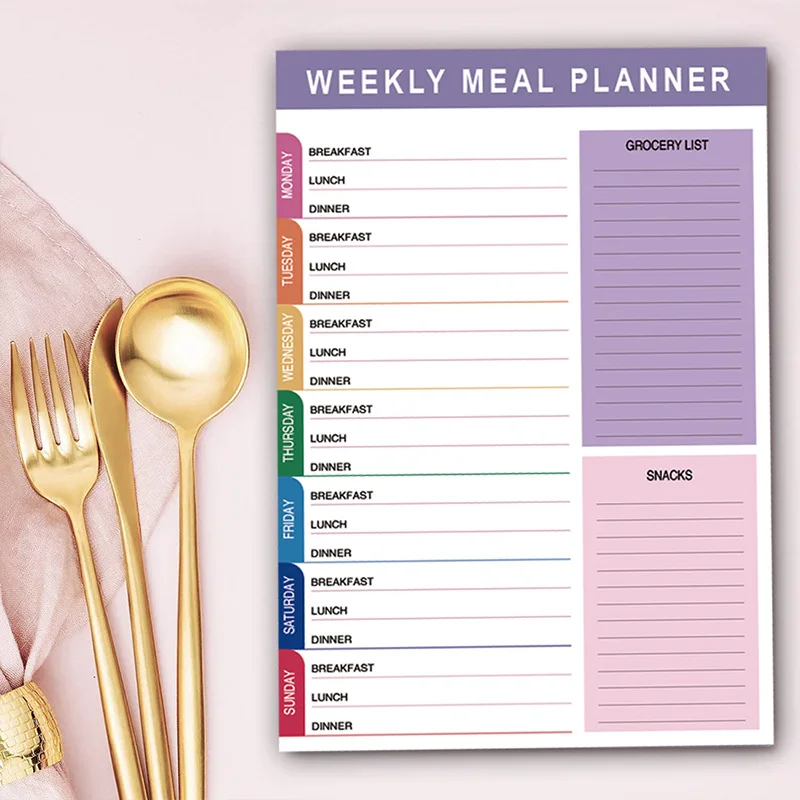 Bview Art A5 Weekly Meal Planner & Healthy Eating Journal แผ่นสูตรฉีกขาดได้ Diet Organizer สมุดบันทึกภาษาอังกฤษ
