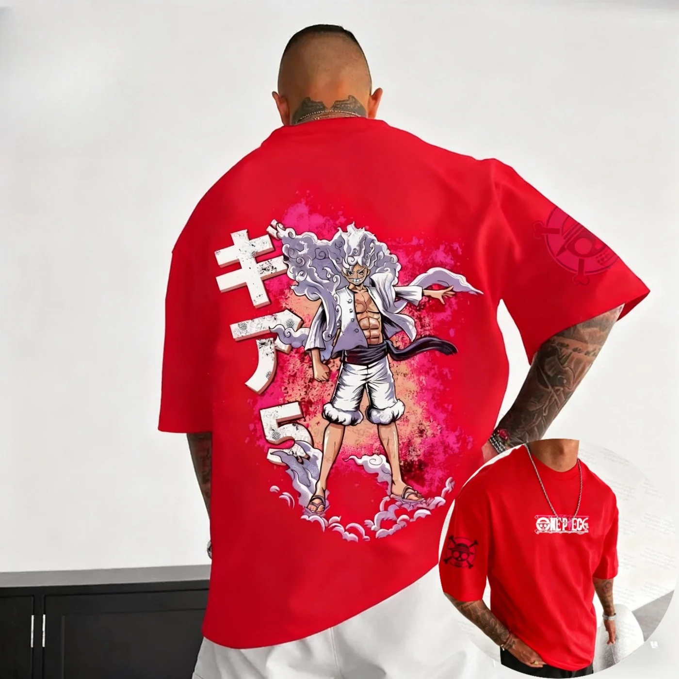 원피스 조이보이 남녀공용 2026 신상 여름 애니메이션 양면 프린트 미국 힙합 트렌디 캐주얼 부모 자녀 상의