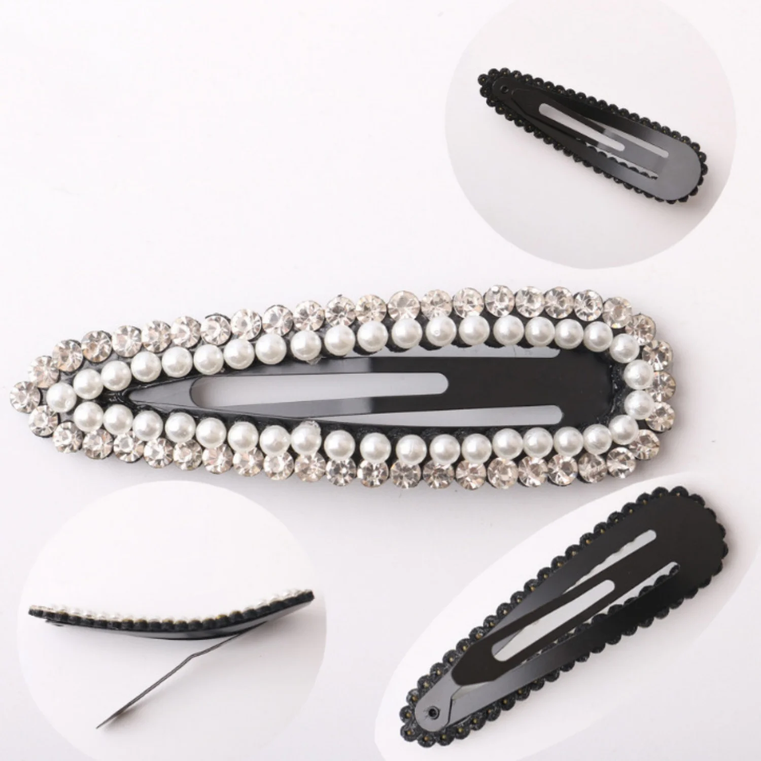 Pearl Hair Clip Elegant Rhinestone BB Side Clips Geometric Hair Pins for Women Metal Barrettes Jewelry Girls Hair Accessories