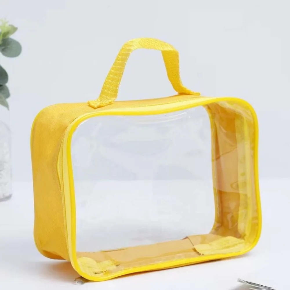 Candy Color Transparent Beach Bag Large Capacity Waterproof Clear PVC Handbag PU Leather Swimming Small Tote