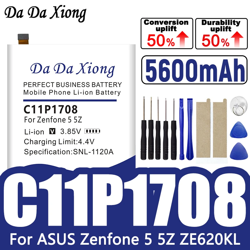 

Brand New Battery C11P1708 5600mAh For ASUS Zenfone 5 5Z ZE620KL X00QD ZS620KL Z01RD Replacement Battery+Tools