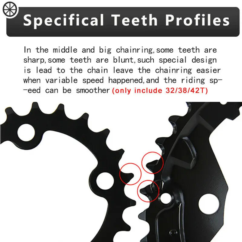 JIANKUN 104/64 BCD Bicycle Crankset 24T 26T 32T 38T 42T Bike Chainring 2*10 3*10speed Bouble/triple Crank Set Mtb Crankset