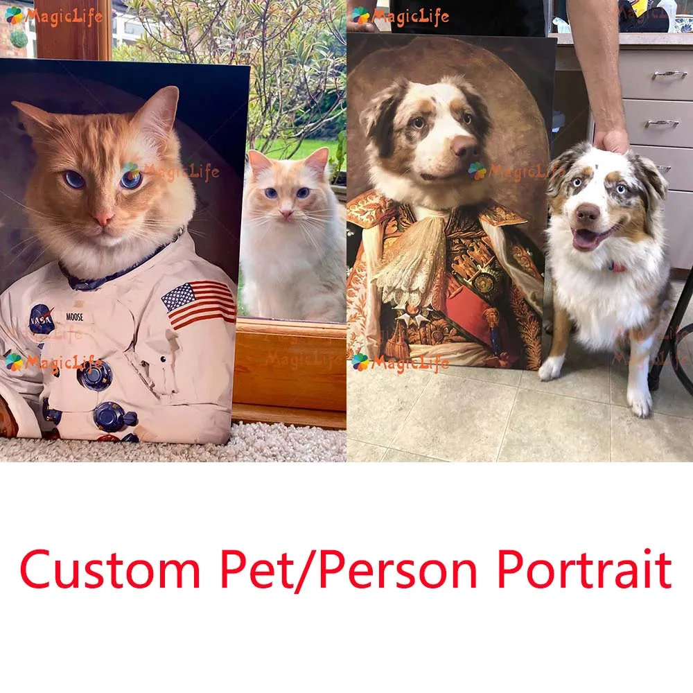 

Custom Royal Dog Animals Astronaut Cat Portrait Posters Wall Pictures For Living Room Poster Wall Art Canvas Painting Unframed