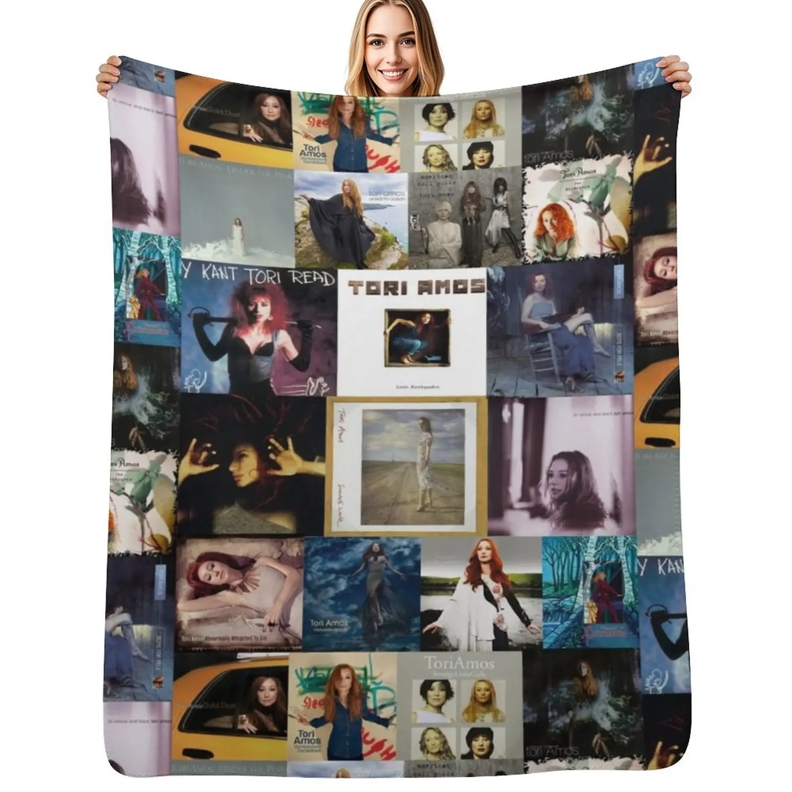 

Tori Amos Album Records Collage Collection Print Throw Blanket Furry Cute Plaid Sofas Blankets