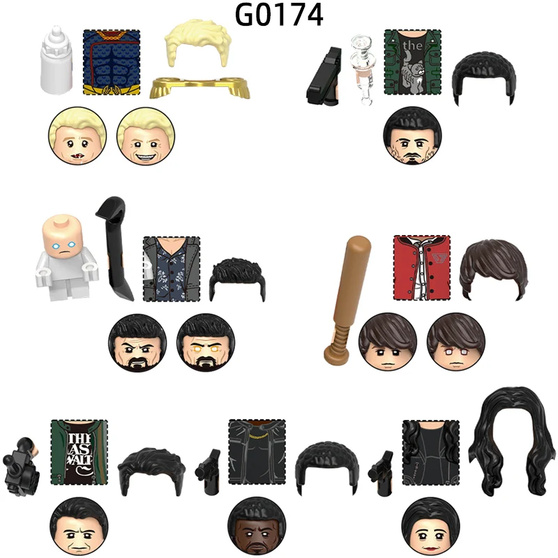 The G0174 Homelander Frenchi Billy Butcher Hughie Campbell Mother's Milk Ryan Kimiko Boys Model Blocks MOC Bricks Set Gifts Toys