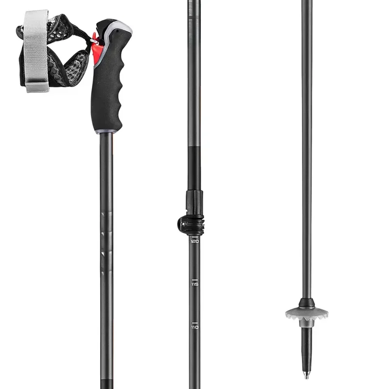 HONOR HX4 Adjustable Aluminum/Carbon Composite Ski Poles 110-140 cm with Trigger 3D Grip & Speed Lock+ for Alpine &