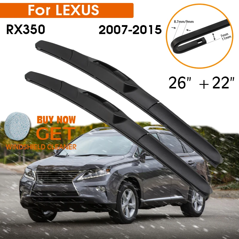 Car Wiper Blade For LEXUS RX350 2007-2015 Windshield Rubber Silicon Refill Front Window Wiper 26"+22" LHD RHD Auto Accessories