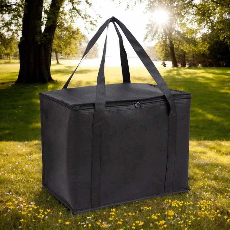 1PC 검은 절연 열 쿨러 가방 음료 저장 대형 냉장 가방 휴대용 우편 피크닉 주석 호일 음식 Panier Repas
