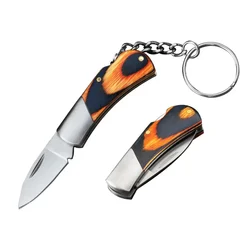 Stainless Steel Mini Folding Knife Key Chain Portable Paring Knife Household Outdoor Camping Multi Tools Hiking Key Pendant 1PCS