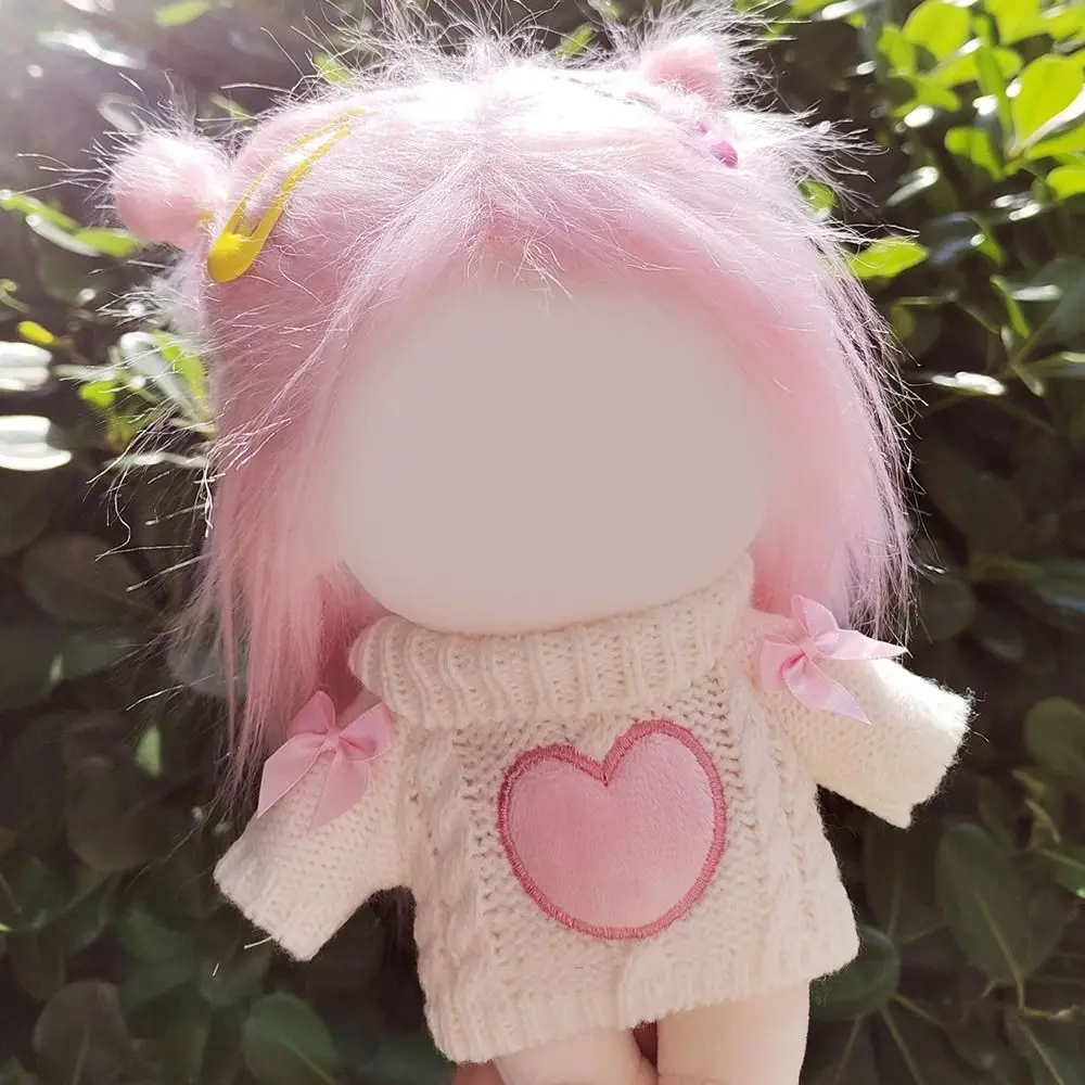 20CM Cotton Doll Clothes Sweet Tops Pink Heart High Collar Knitted Sweater For EXO Idol Dolls Accessories Plush Toys Clothing