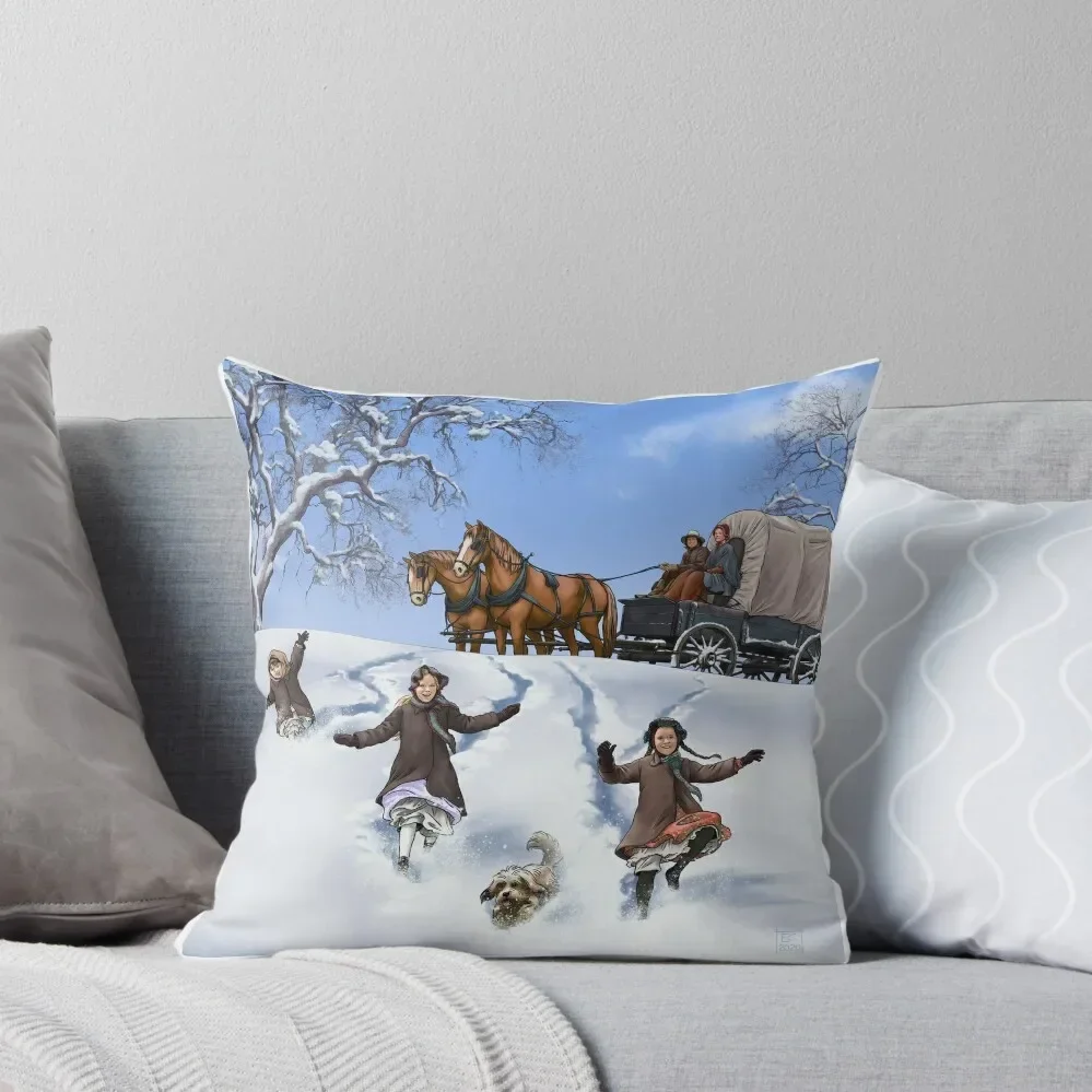 

Family Prairie in the Snow Throw Pillow Cushion Cover Christmas Pillowcase Pillow