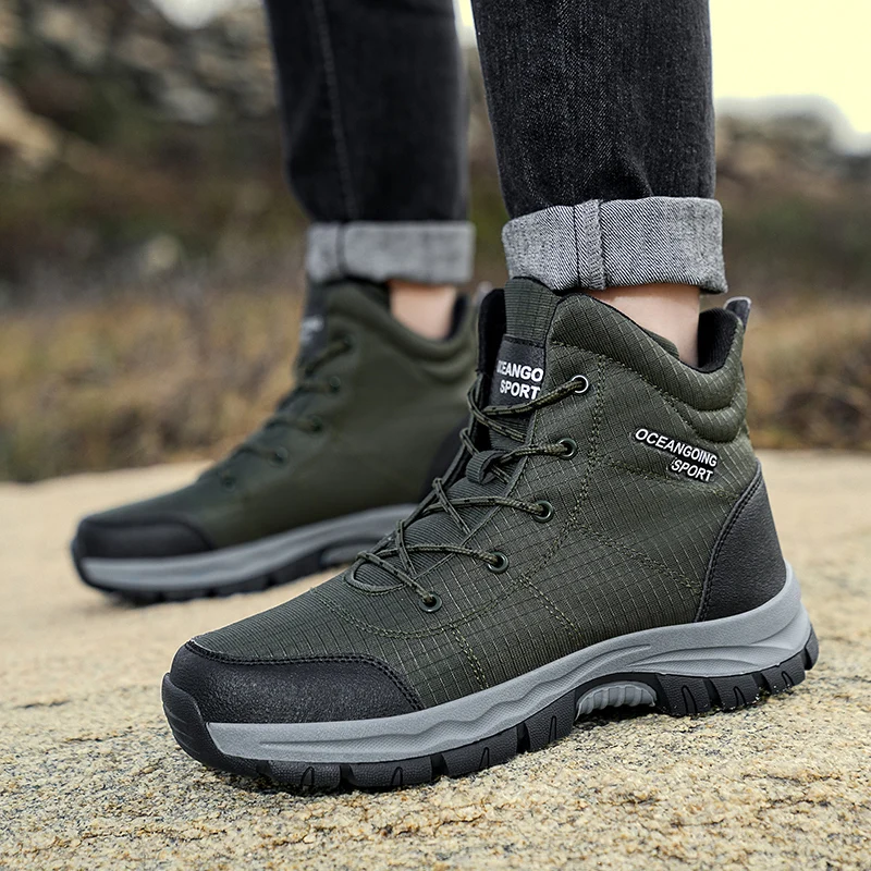 

Black Outdoor Hiking Ankle Boots Large 48 Men Non Slip Climbing Boots Men Waterproof Shoes Fashion Women Footwear Boys Boot Fall