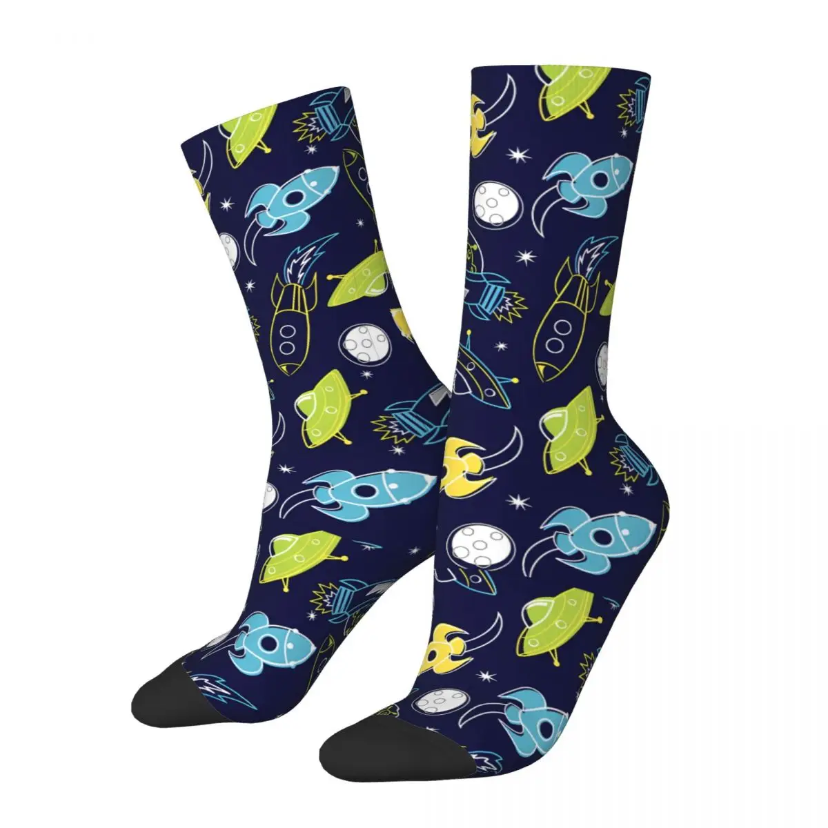 

Funny Happy Sock for Men Space UFO Alien Harajuku Pattern Printed Crew Sock