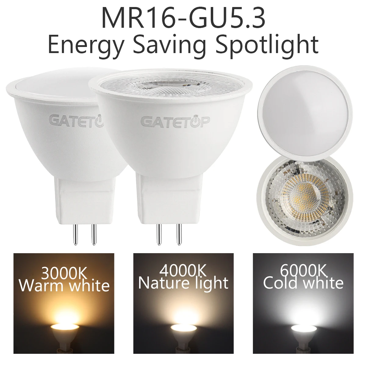 

10 шт., лампы для прожекторов GU5.3, лампа MR16, переменный ток 110 В, 220 В, 12 В, лампы для точечных светильников, заменяют галогеновую лампу 50 Вт для домашней освещения