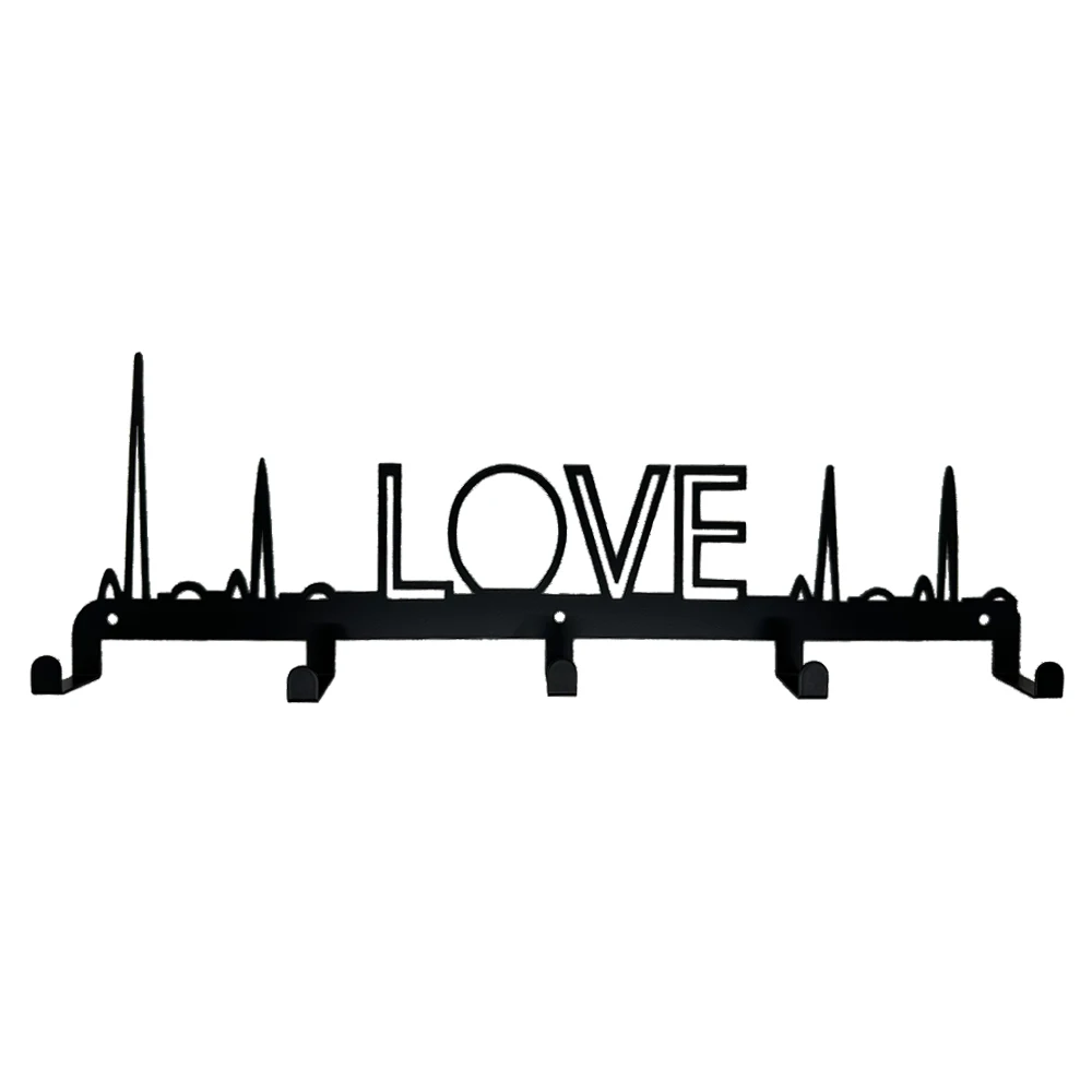 

Metal Wall Hanger Electrocardiogram Love Metal Coat Rack Wall Mount Hanger Home Decoration Hat Rack Key Rack Entryway Coat Hooks