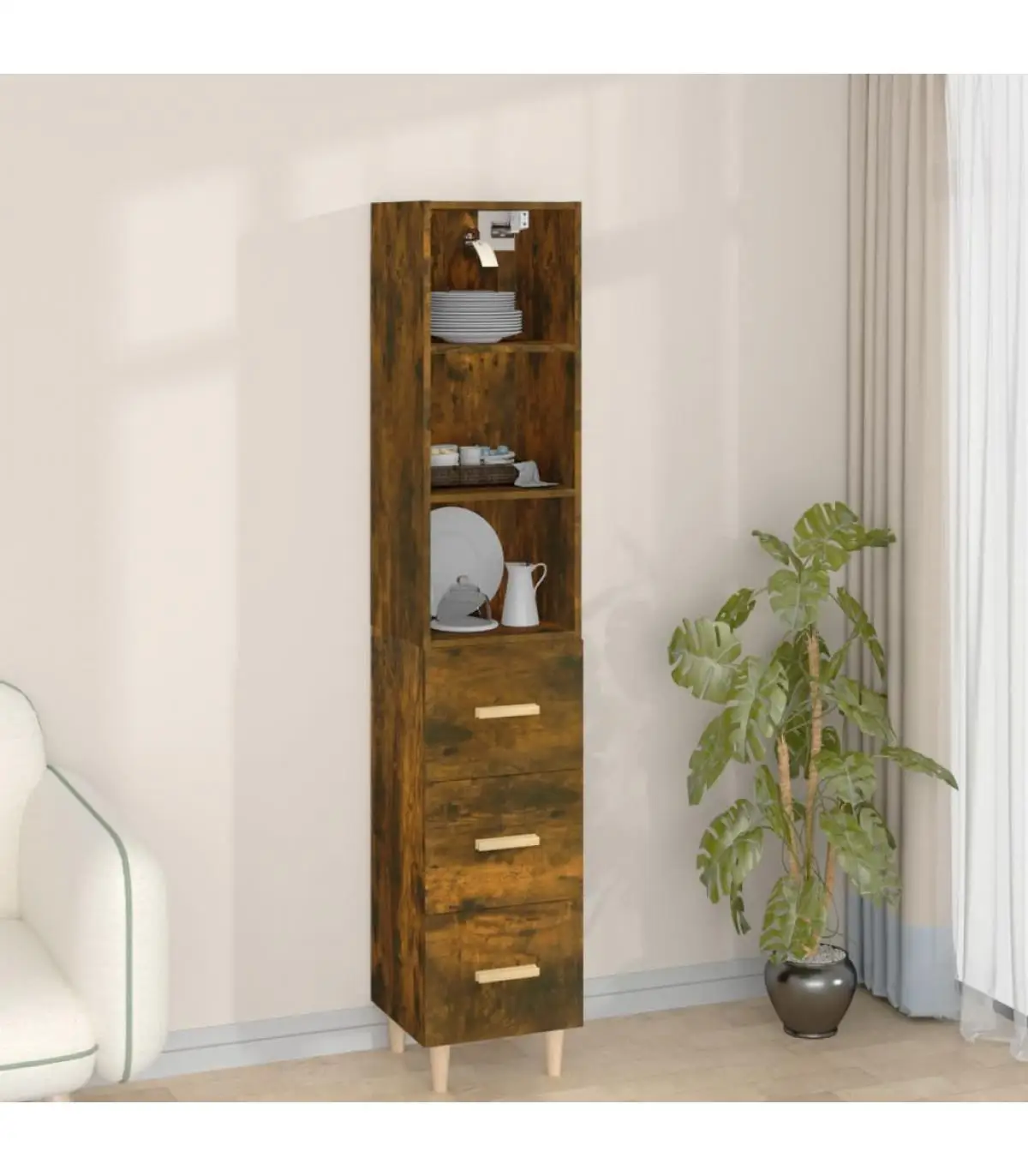 34,5x34x180 cm smoked oak plywood sideboards