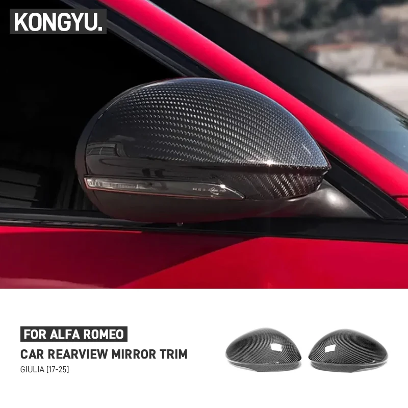 For Alfa Romeo Giulia 2017-2025 Real Carbon Fiber Car Exterior Rearview Mirror Trim Cover Sticker Car Decoration Accessories